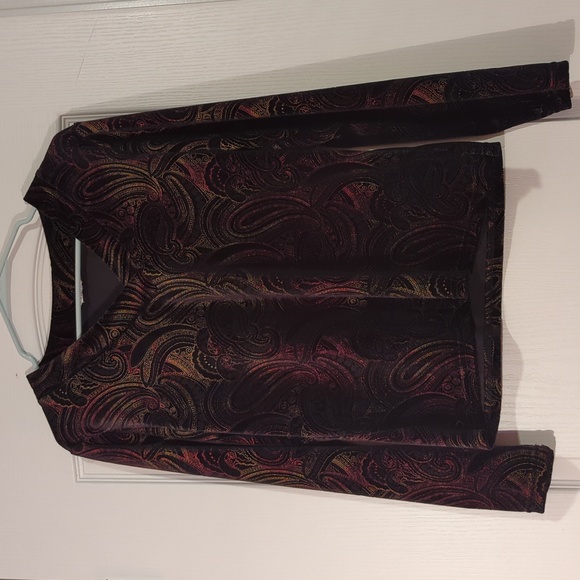 Christopher & Banks multicolor long sleeve velvet blouse - Picture 1 of 3